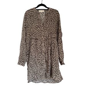 Cloth & Stone for Anthropologie Leopard Print Button Front Shirt Dress M